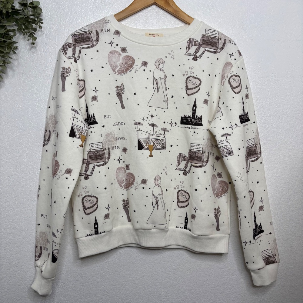 Elisabeth and Faith But Daddy I Love Him Graphic Sweatshirt Cream XS Cotton - Picture 2 of 6